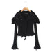 Color-Black Coat-Autumn Two Color Handmade Rope Large Collared Sweater Rope Knitted Overskirt Sets-Fancey Boutique