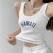 Color-White-One Piece Chest Pad Letter Graphic Embroidery Short Camisole Sexy Sports Inner Bottoming Top-Fancey Boutique