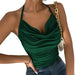 Color-blackish green-Pile Collar Show Chest Sexy Little Suspenders Summer New Women Clothing Fashion Sexy Top-Fancey Boutique