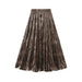 Color-Khaki-Pleated Velvet Skirt Women Autumn Winter High Waist A Line Skirt Mid Long Slim Pleated Skirt-Fancey Boutique