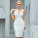 Color-White-Sleeveless Solid Color White Sexy Suspenders Mini Bandage Dress Socialite Gathering Cocktail Party Evening Dress Prom Formal Gown-Fancey Boutique