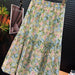 Floral Skirt Women Summer High Waist Slimming Loose Cover A line Skirt Mid Length Skirt-Peony Green-Fancey Boutique