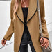 Color-Camel-Autumn Winter Solid Color Polo Collar Slim Fitting All Matching Long Sleeved Woolen Coat Women-Fancey Boutique