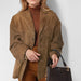 Autumn Women Clothing Elegance Retro Brown Loose Pockets Long Sleeve Blazer Women-Fancey Boutique