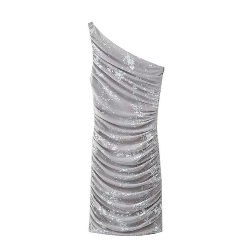 Color-Silver-【MOQ-5 packs】 Summer Women Clothing Metal Series Printed Silk Mesh Dress-Fancey Boutique
