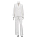 Women Autumn Casual Asymmetric Blazer Wide Leg Pants Two Piece Set-White-Fancey Boutique