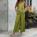 Women Clothing Spring Summer Casual Solid Color Top Wide Leg Trousers Suit Women-Green-Fancey Boutique