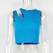 Summer Women Clothes Cropped Sleeveless Top Sexy Tight Solid Color Vest-Blue-Fancey Boutique