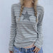 Vintage Stripe Five Pointed Star Printed Crew Neck Casual T Shirt Early Autumn Minority All Match Design Basic Long Sleeve-Fancey Boutique