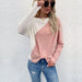 Color-Pink-Autumn Women Clothing Pullover Multicolor off Neck Thin Pink Sweater-Fancey Boutique