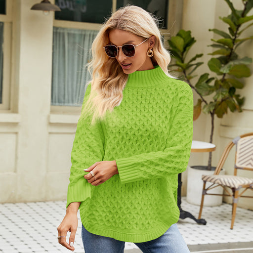 Color-Green-Autumn Winter Sweater Women Loose Lazy Knitwear Women Clothing Casual Knitted Top-Fancey Boutique