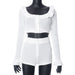 Color-White-Fall Women Clothing Ruffled Knitted Long Sleeves Cropped Shorts Two Piece Sets-Fancey Boutique