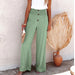 Color-Green-Women Clothing High Waist Loose Long Cotton Linen Wide Leg Pants Elastic Loose Casual Wide Leg Women-Fancey Boutique