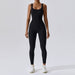 Color-Black-Spring Seamless Yoga Jumpsuit Dance Cinched Waist Slim Fit Sports Stretch Tight Jumpsuit-Fancey Boutique