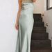 Color-Spring Summer Elegant Socialite Satin Hollow Out Cutout Backless Tube Top Dress Length-Fancey Boutique