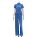 Spring Slimming T shirt High Waist Blue Pleated Wide Leg Pants Casual Women Clothing Fashion Suit-Blue-Fancey Boutique