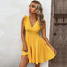 Summer Women Clothing Sexy Backless Waist Trimming Large Swing Sleeveless Beach Dress-Yellow-Fancey Boutique