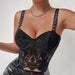 Sexy Corset Sexy Lace Women Rivet Boning Corset Low Cut Vest-Fancey Boutique