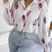 Color-Spring Summer Elegant Feather Lantern Sleeve Collared Shirt Women Clothing-Fancey Boutique