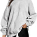 Color-Light Gray-Women Clothing Round Neck Pullover Loose Casual Fleece Lined Oversized Sweater-Fancey Boutique