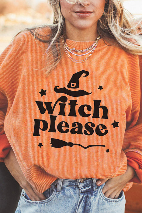 Color-English Hat-Halloween Pumpkin Head Sweater Women Loose round Neck Pullover-Fancey Boutique