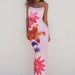 Summer Women Clothing Sexy Strap Floral Print Slim Fit Maxi Dress-Pink-Fancey Boutique