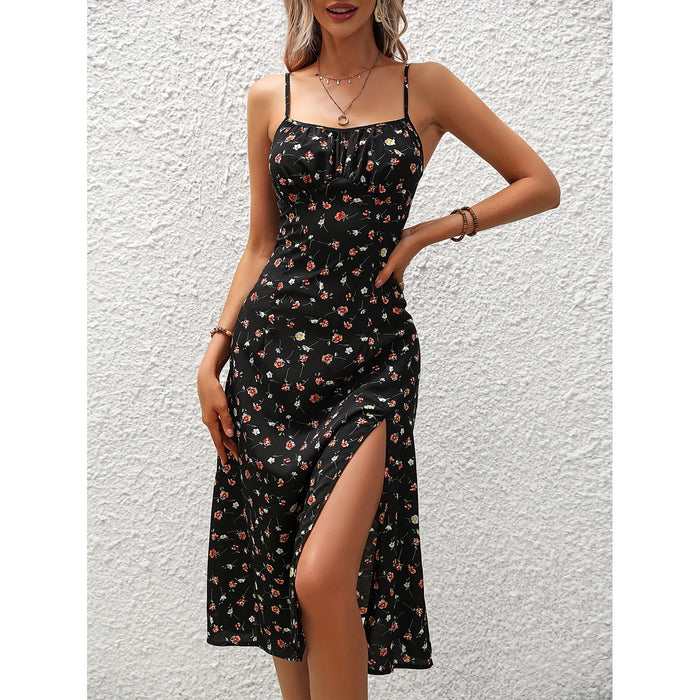 Western for Women Spring Sexy Strap Split Floral Dress-Fancey Boutique