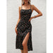 Western for Women Spring Sexy Strap Split Floral Dress-Black-Fancey Boutique