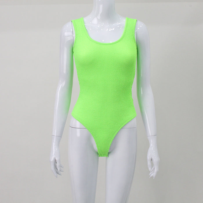 Color-Green-Women Sexy Backless Fluorescent Color Suspenders Vest Tight Top Sexy Jumpsuit Women-Fancey Boutique