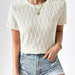 Color-White-Summer Solid Color Short Sleeve Hollowed Casual T shirt-Fancey Boutique