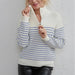 Autumn Winter Women Clothing Turtleneck Striped Color Matching Long Sleeve Zipper Pullover Knitted Sweater Women-Blue-Fancey Boutique