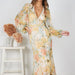 Color-Yellow-Long Printed Dress Women Dress Slim Fit Irregular Asymmetric Folding Dovetail Expansion-Fancey Boutique