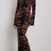 Color-Leopard-Bell Sleeve Slim Fit Cropped Outfit Woolen Dress Printing Dress-Fancey Boutique