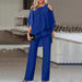 Women Clothing Solid Color Loose Casual Dolman Sleeve Irregular Asymmetric Suit-royal blue-Fancey Boutique