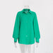 Pure Cotton Crepe Shirt Comfort Loose Elegant Polo Shirt in Spring-Dark Green-Fancey Boutique