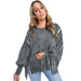 Color-Gray-Autumn Solid Color Pullover Sweatshirt Women Loose Design Split Pickling Long Sleeved Top for Women-Fancey Boutique