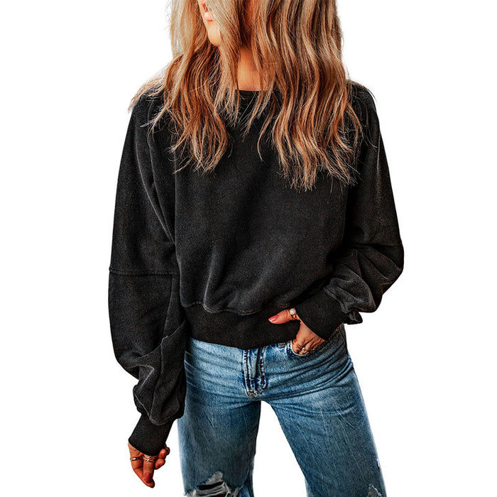 Color-Black-Autumn Solid Color Pullover Long Sleeve Top Women Personalized Backless Pickled Sweater Women Clothing-Fancey Boutique