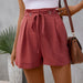 Color-Rosewood Color-Summer Women Clothing High Waist Solid Color Shorts Women-Fancey Boutique