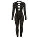 Color-Black-Fall Women Clothing Long Sleeve Hollow Out Cutout Slim High Waist Slim One Piece Trousers-Fancey Boutique
