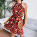 Color-Red-Summer Casual Sleeveless Floral Flounce Big Swing Chiffon Dress Women Clothing-Fancey Boutique