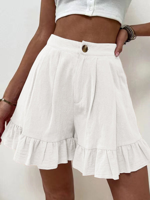 Color-White-Shorts Casual Wide Leg Loose Shorts Summer New Women Clothing High Waist Shorts-Fancey Boutique