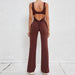 Color-Coffee-Autumn Sand Hollow Out Cutout Beauty Back One Piece Peach Hip Lifting Sport Workout Clothes Micro Pull Yoga Jumpsuit Jumpsuit-Fancey Boutique