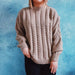 Color-Khaki-Autumn Winter Loose Vertical Stripes Twist Round Neck Long Sleeve Solid Color Knitted Pullover Sweater-Fancey Boutique