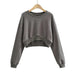 Color-Charcoal Gray-Autumn Profile Sweater Women Sweet Cool High Waist Cropped Sweatshirt Terry Pullover Crop Top Sweatshirt-Fancey Boutique