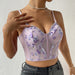 Color-Lavender-Sexy Net Yarn Floral Embroidered Steel Ring Boning Corset Slim Fitting All Matching Girls Wear Women Suspender Vest-Fancey Boutique