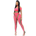 Color-Rose Red-Sexy Nightclub Skinny Mesh Sheer Long Sleeve Trousers Jumpsuit Women Clothing-Fancey Boutique