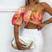 Ladies Suit Summer Off Shoulder Short Sleeve Printed Dress Two Piece Set-Fancey Boutique