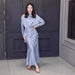 Satin Bandage Design Long Sleeve Pullover High Waist One Step Skirt Set-Light Blue-Fancey Boutique