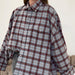 Street Retro Collared Long Sleeve Plaid Shirt Autumn Loose Plaid Cardigan Shirt-Fancey Boutique