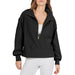 Color-Black-Women Clothing Autumn Winter Top Half Zipper Pullover Long Sleeve Sweatshirt Sweater Women-Fancey Boutique